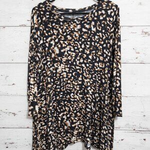 New Directions Medium Leopard/Cheetah Print Long Sleeve Top